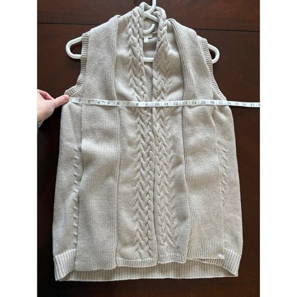 Talbots Wool Blend Open Front Sweater Vest with Cable Knit Details Size Small - Picture 10 of 11